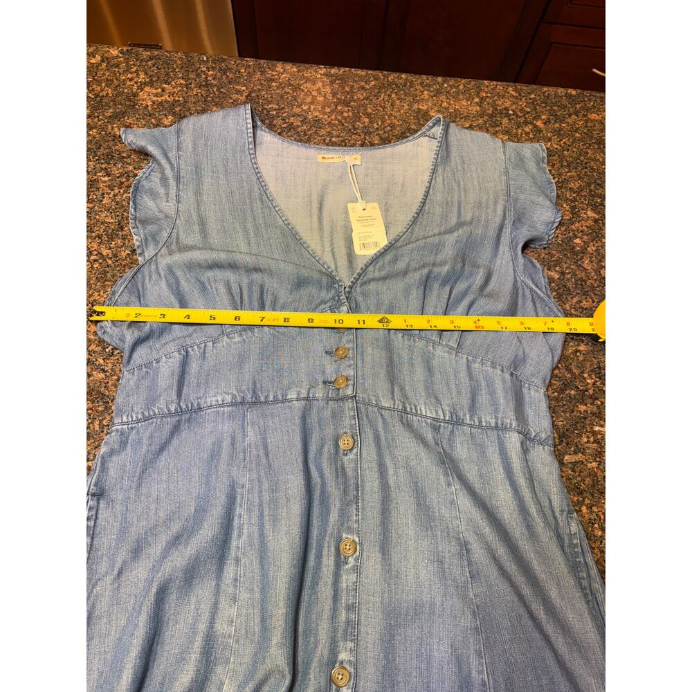 NWT Marine Layer Camila Midi Dress Button-Front with Ruffle Sleeves Size XL Blue - Picture 7 of 12